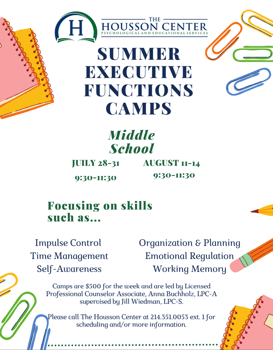 Executive Functions Camps Summer 2025